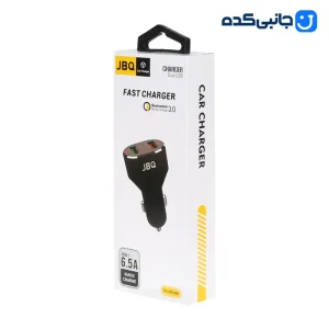 شارژر فندکی فست دو پورت JBQ مدل C-65 33W به همراه کابل لایتنینگ آیفون با گارانتی یکساله رصاصی - مشکی کد E1059